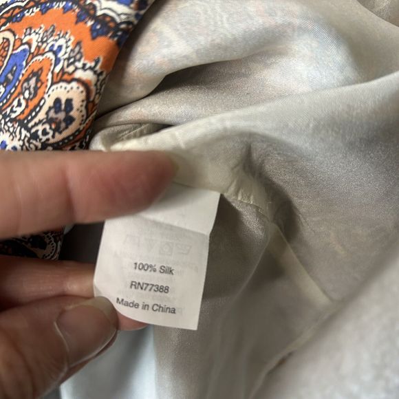 J. Crew 00 Women’s 100% Silk Orange Blue Paisley Spaghetti Straps Mini Dress - Picture 8 of 11